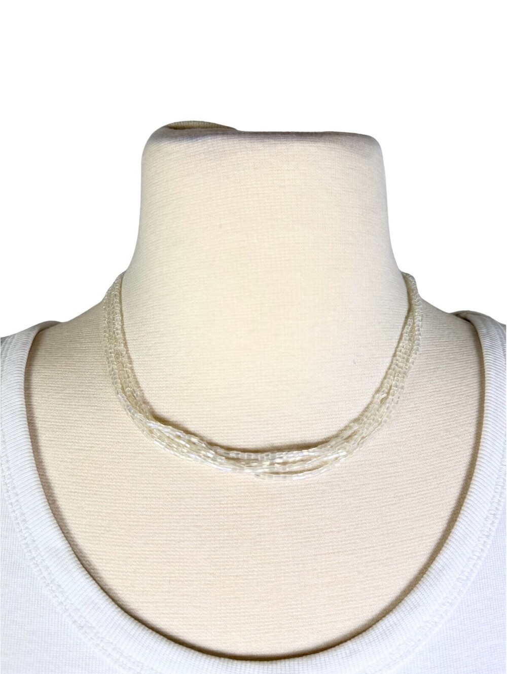 Vintage Clear Glass Beaded Choker Necklace Adjustable Y2K
